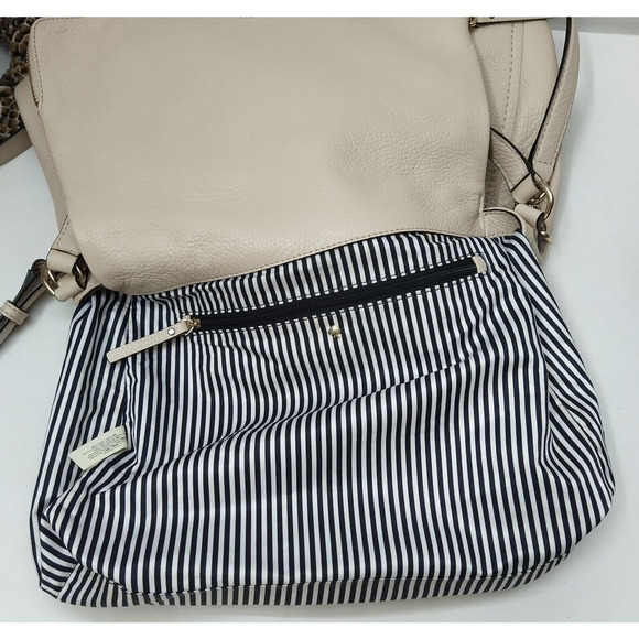 Kate Spade New York Beige Pebbled Leather Zipper Flap Closure Crossbody Bag - Picture 12 of 16